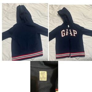 GAP Kids Navy and Red Striped Hoodie